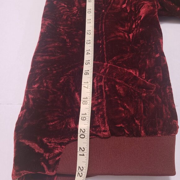 Kensie Jeans Crushed Burgundy Velvet Bomber Jacket - Women's Size Medium - Picture 15 of 15